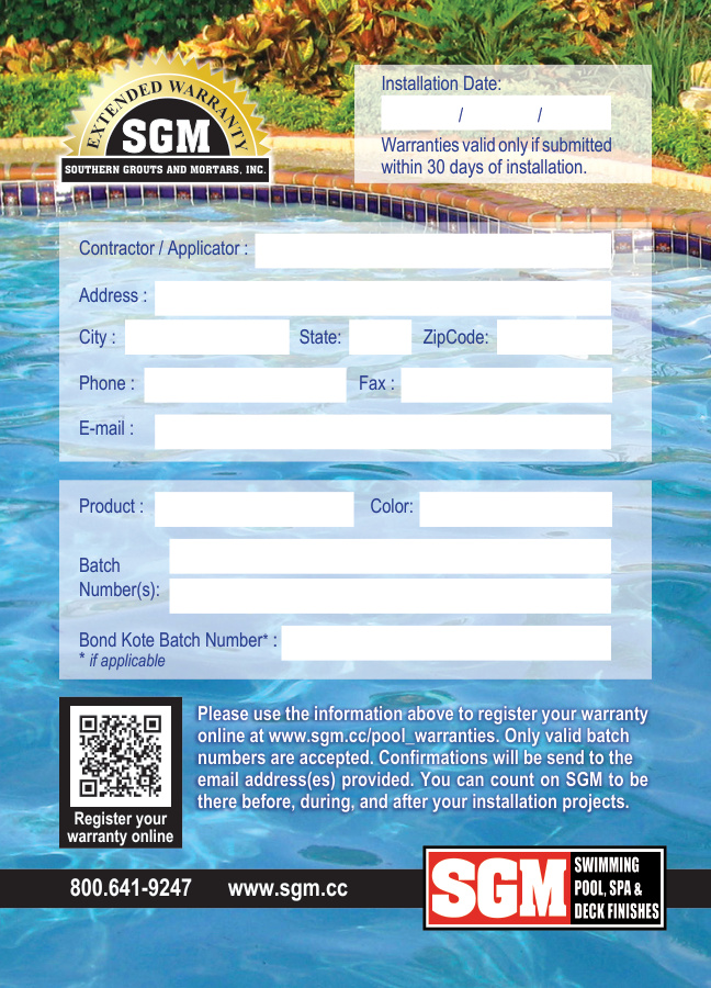 Sgm Warranty Card