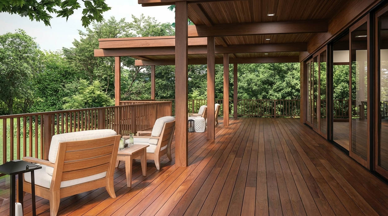 Luxury covered deck construction using premium materials by custom deck builders in North & South Florida.
