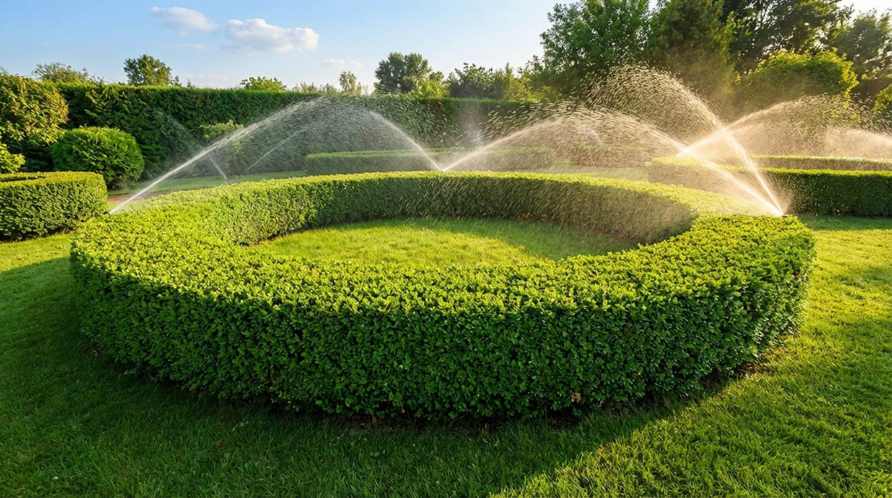 Landscape irrigation system designed for residential properties in South Florida, maintaining healthy grass with optimized watering schedules.