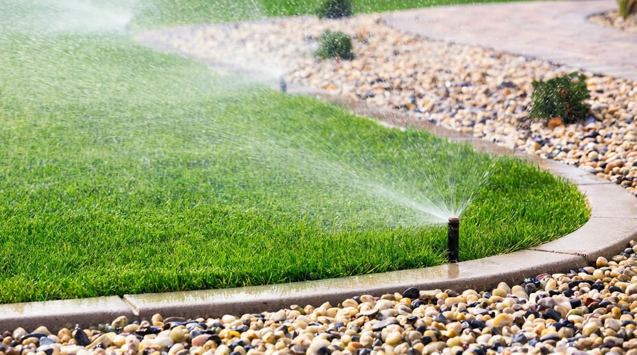 Residential irrigation system contractors installing efficient sprinklers for front yard lawns across North and South Florida homes.