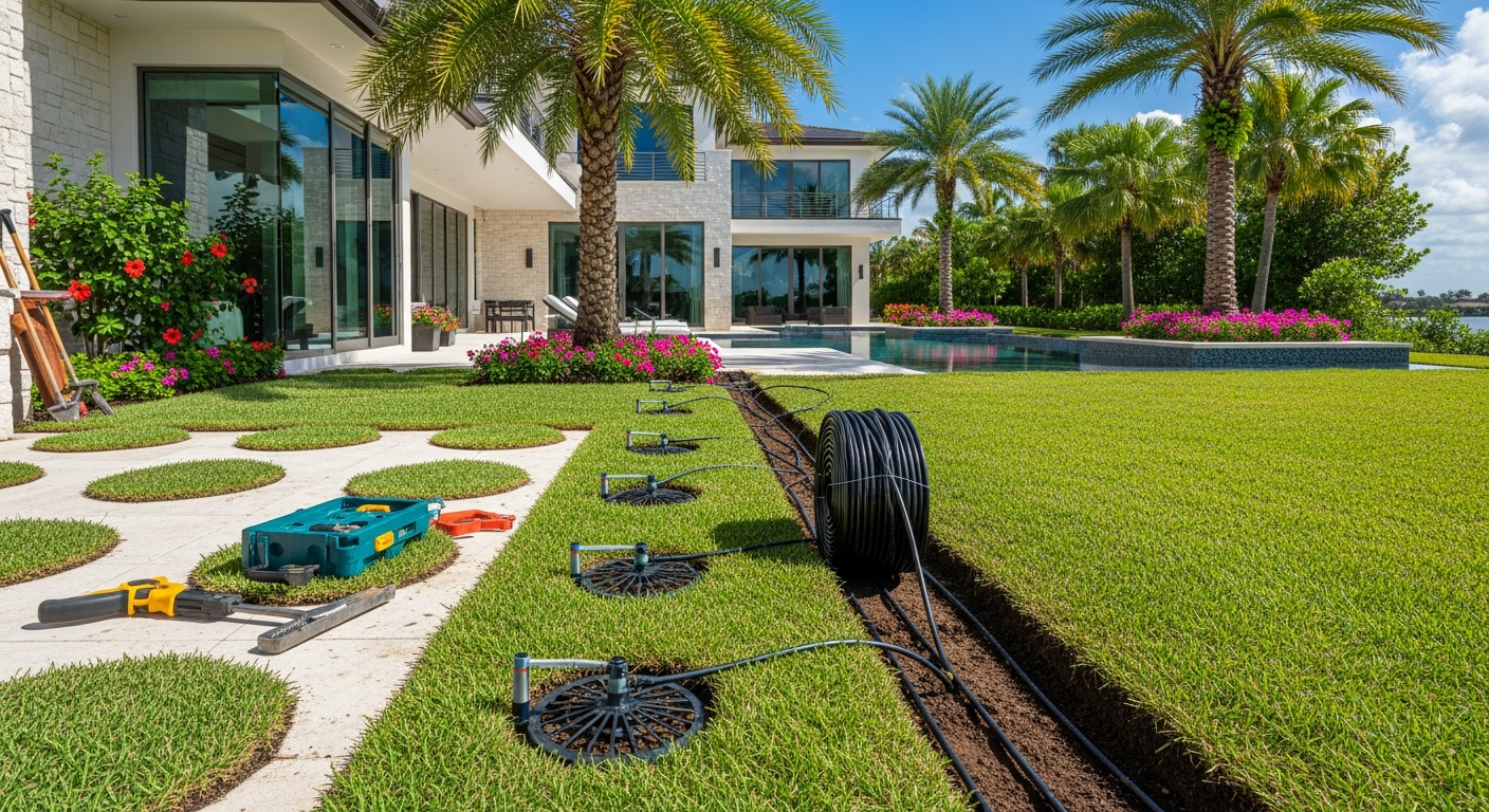 Licensed contractors install your complete smart irrigation system including underground piping, spray heads, rotor heads, drip emitters, and control wiring to Florida codes.