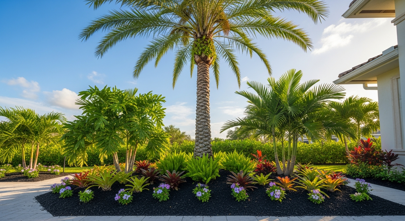 Native trees, plants, and groundcovers are installed per your design. Soil amendments, mulch, rock, and finishing materials are applied for a vibrant, structured Florida landscape.