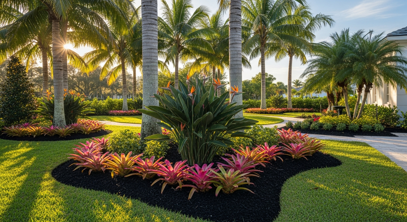 A thorough walkthrough verifies plant placement, mulch application, and site cleanliness. Your new Florida landscape is fully inspected and ready to enhance your property value.