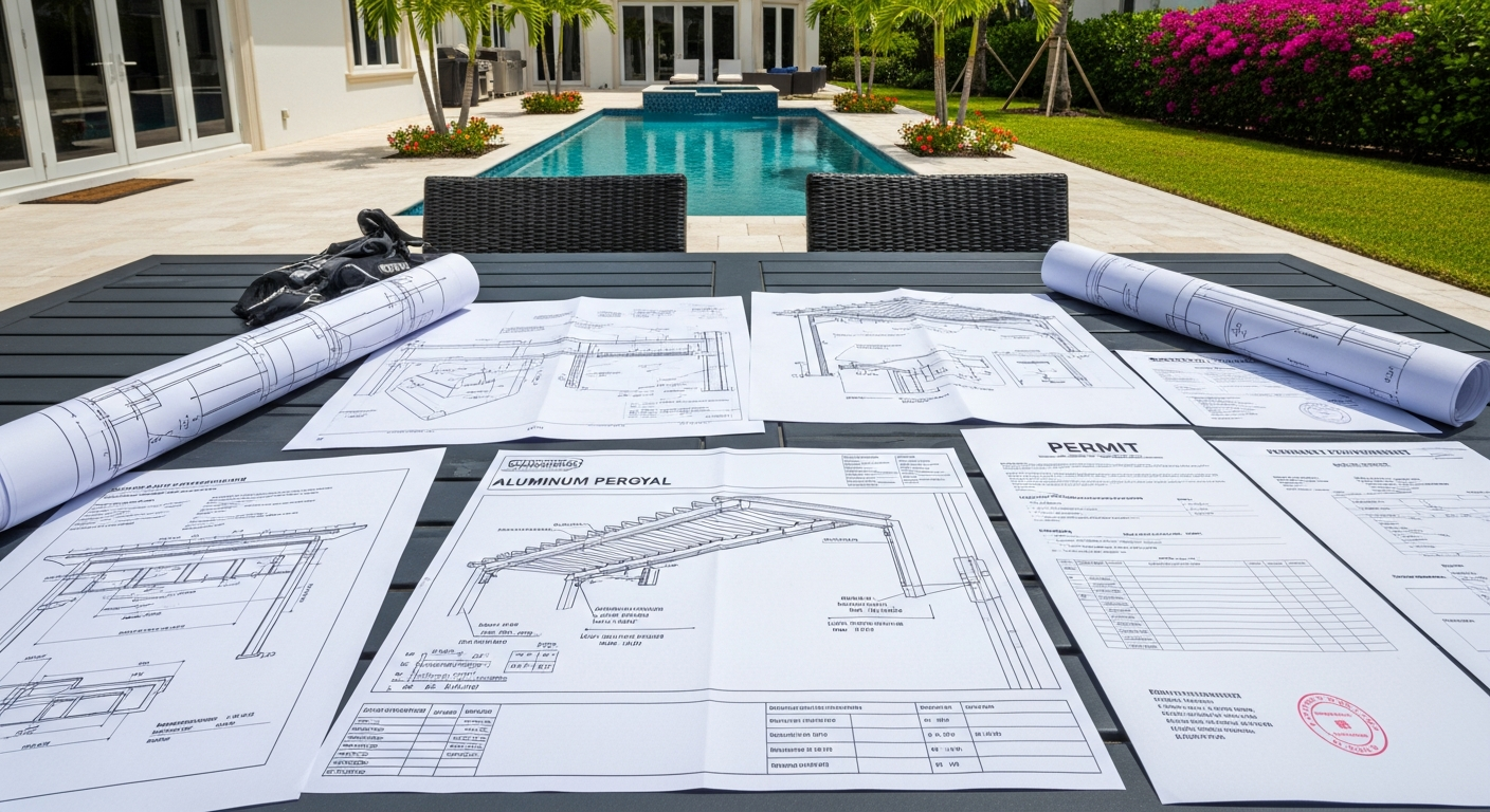 Our aluminum pergola builders finalize your design, prepare all documentation, and manage engineering and permits with local Florida authorities before construction begins.