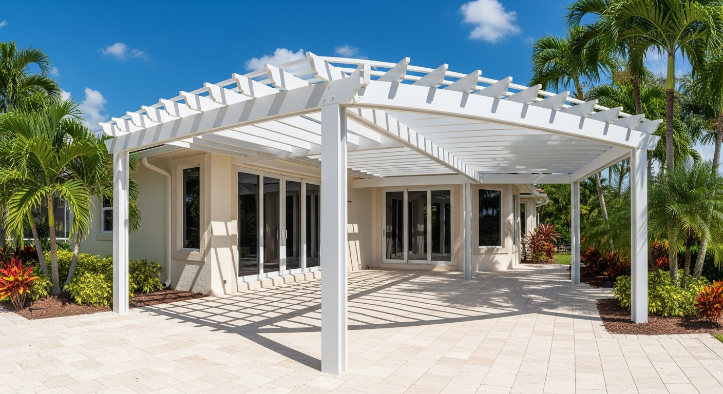 Your custom aluminum pergola is installed in as little as 1β2 days. Decking is completed if included β delivering a durable, low-maintenance shade structure built to Florida wind codes.