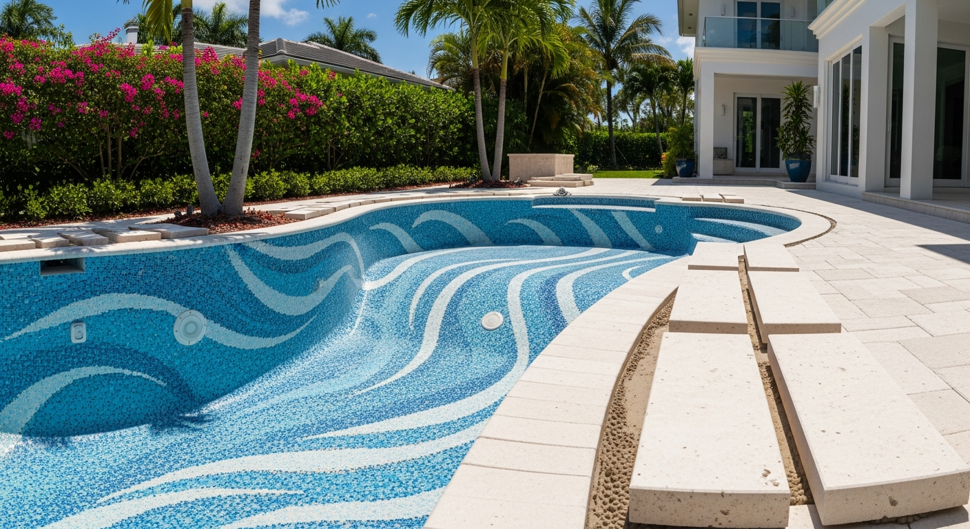 New tile, coping, updated decking, energy-efficient equipment, and custom features are installed by skilled pool remodeling contractors using premium Florida-rated materials.