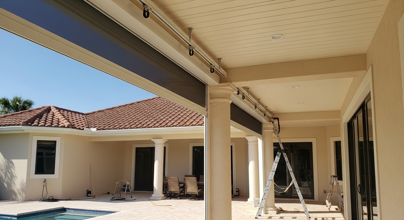 Electrical readiness is confirmed and our certified installers complete your full retractable screen installation in Florida — typically within one day with minimal disruption.