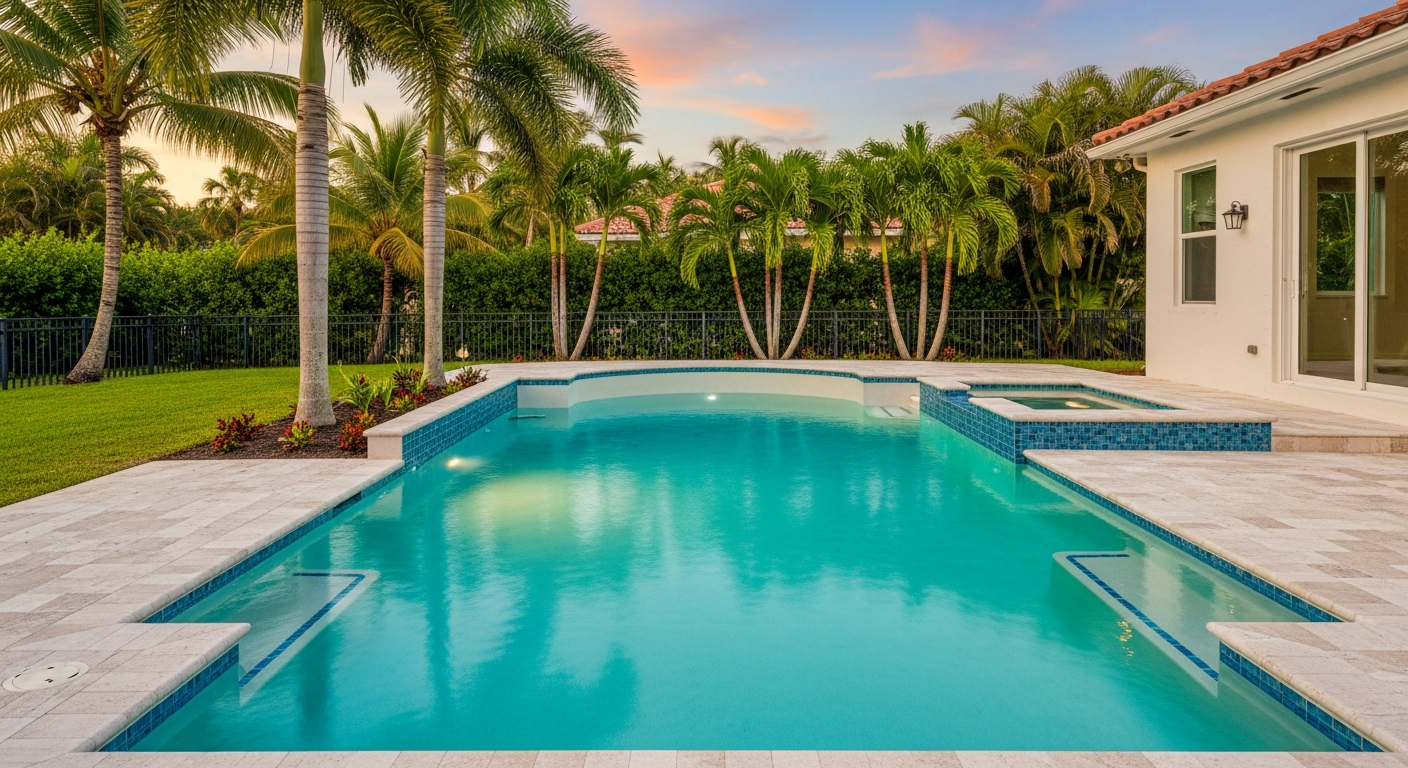 Luxury custom pool completed by licensed builders at Mr. & Mrs. Outdoor Living in Florida