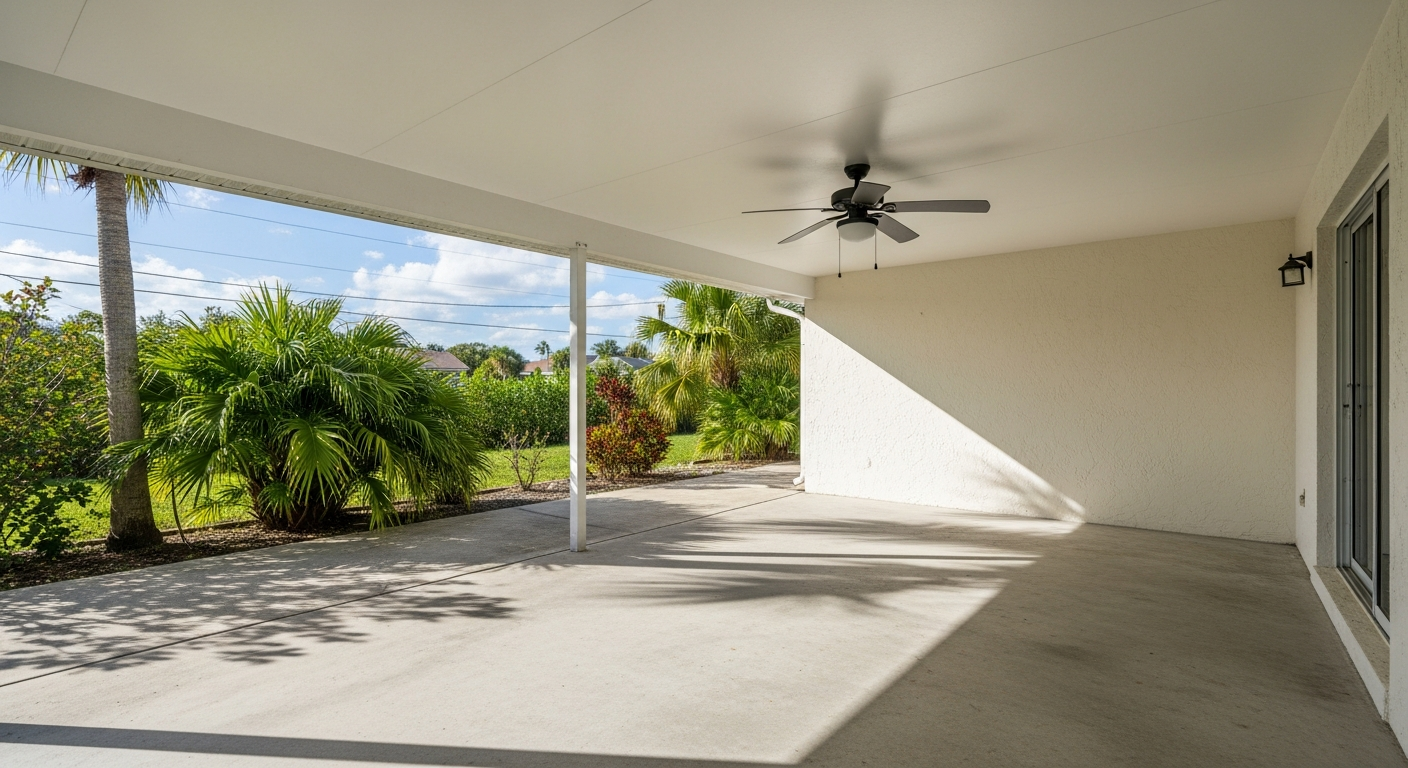 Exposed patio before motorized retractable screen installation by Mr. & Mrs. Outdoor Living in Florida