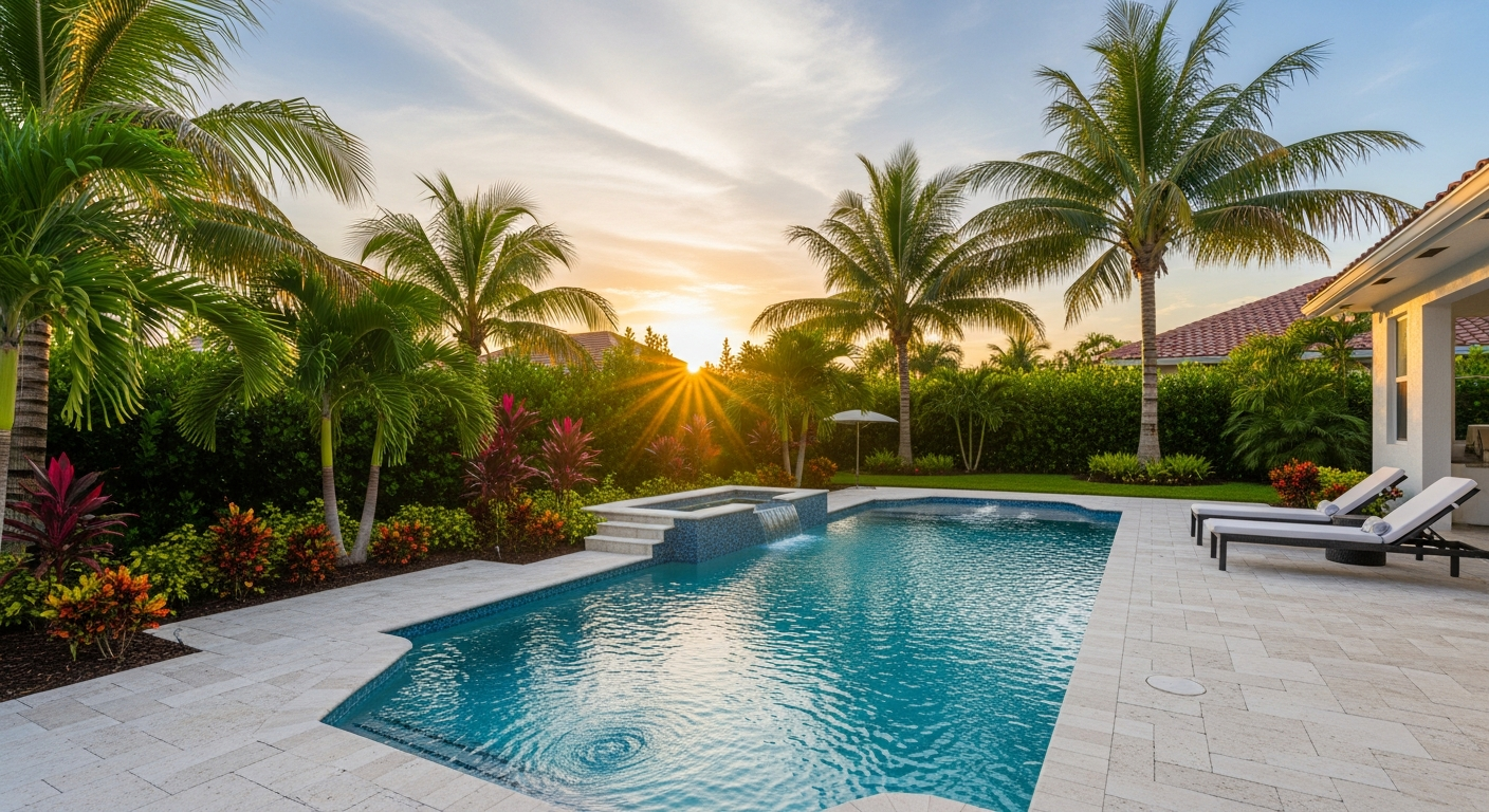 Resort-style renovated pool completed by Mr. & Mrs. Outdoor Living in Florida